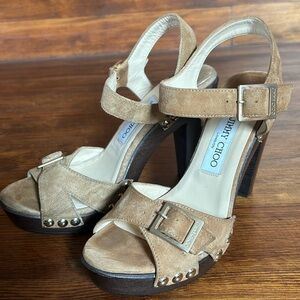 Jimmy Choo suede platform sandal. Y2K